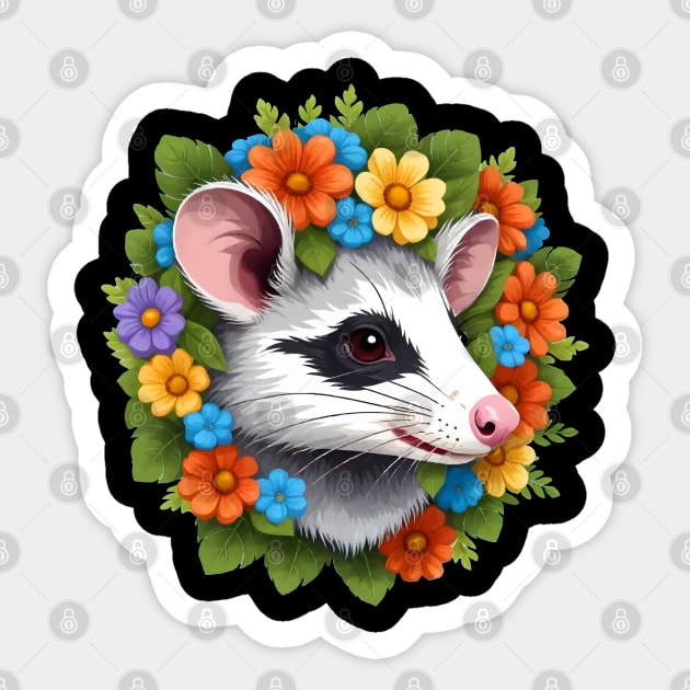 Opossum with flower Sticker by Norzeatic